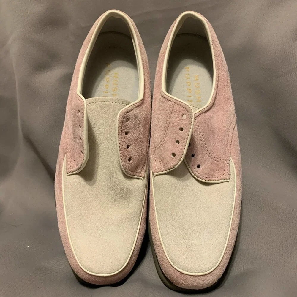 Hush Puppies Oxfords Womens 5.5M Pink Excellent Suede Two‎ Tone Lace Up 56173